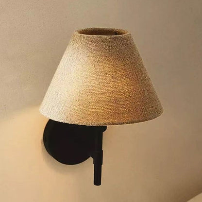 Wabi-Sabi Linen Wall Light - Japanese Nordic Vintage LED Wall Lamp for Bedroom & Hallway