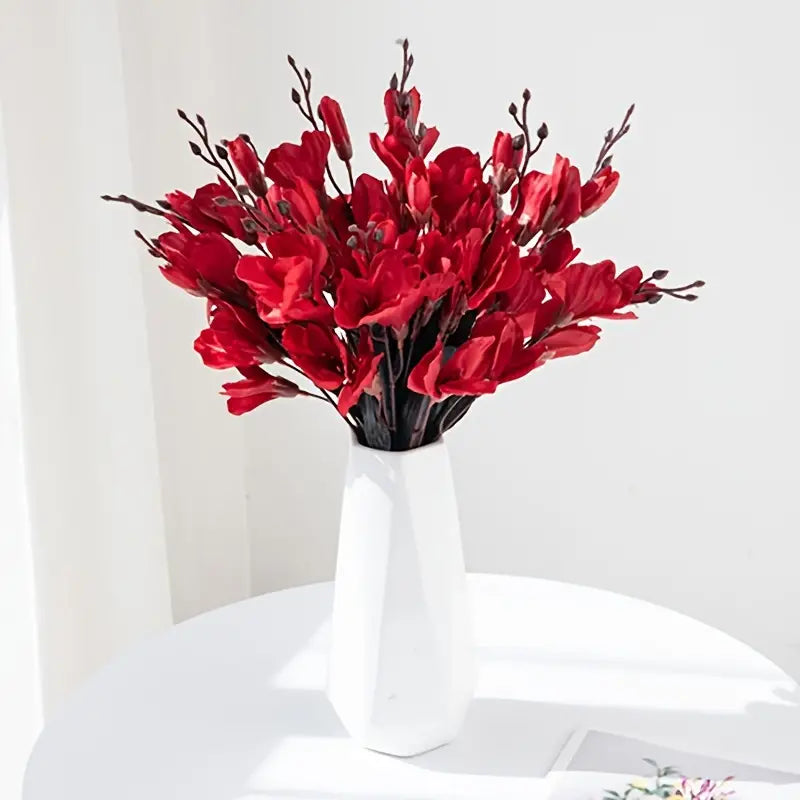 Artificial Magnolia Silk Flower Bouquet–Luxury Faux Floral Arrangement for Home & Wedding Décor