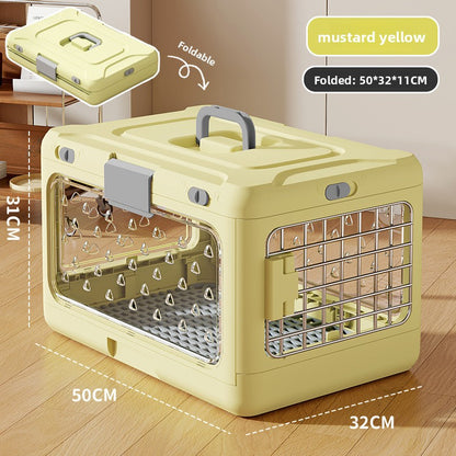 Foldable Pet Carrier Cage - Portable Travel Crate for Small to Medium Dogs & Cats