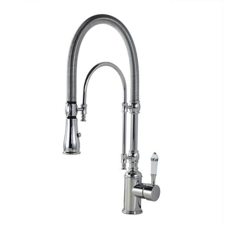 Luxury Copper Kitchen Mixer Tap - Pull-Down Spring Kitchen Faucet with Multifunction Spray Head & Hot Cold Water Control