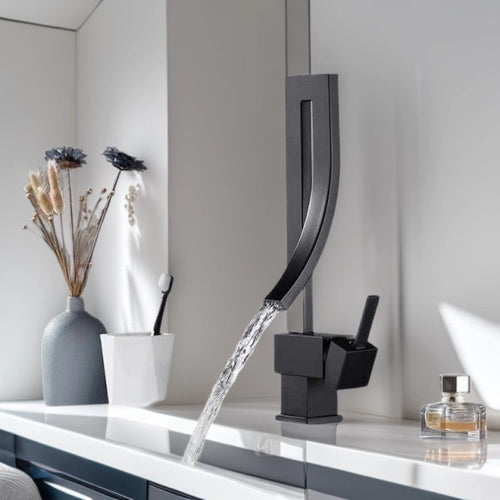 360° Rotating Waterfall Basin Mixer Tap–Luxury Copper Bathroom Vanity Faucet