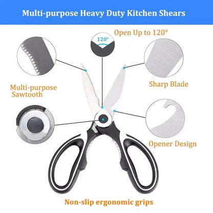 Stainless Steel Kitchen Scissors–Multi-Function Kitchen Shears for Meat, Herbs & Food Prep