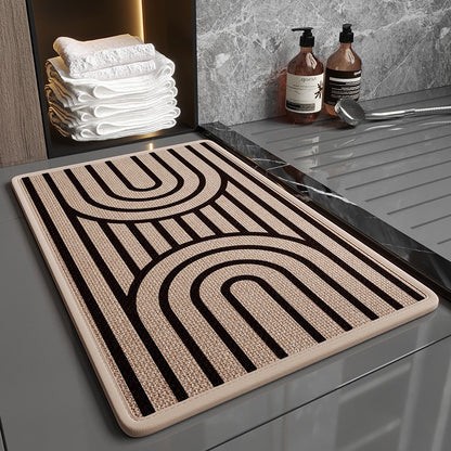 Super Absorbent Non-Slip Bath Mat - Quick Dry Linen Bathroom Floor Rug