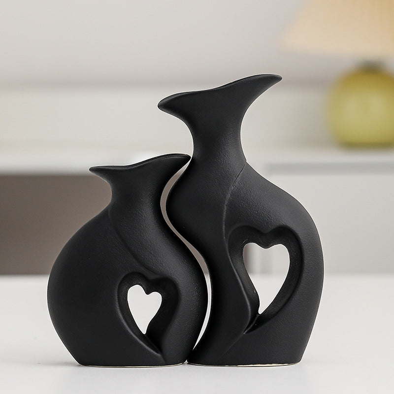 Ceramic Double Vase Set–Modern Nordic Decorative Flower Vases for Living Room & Table Décor