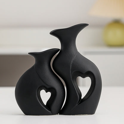 Ceramic Double Vase Set–Modern Nordic Decorative Flower Vases for Living Room & Table Décor