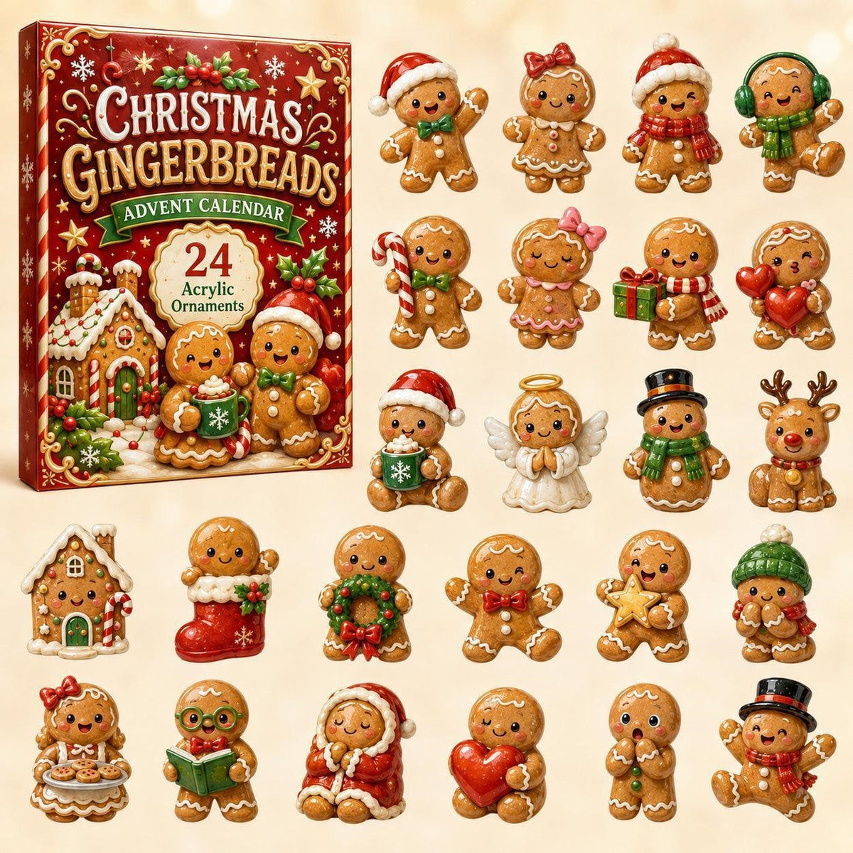Christmas Acrylic Decorations Blind Box - 3mm Festive Santa, Gnome & Snowman Collectible Ornaments