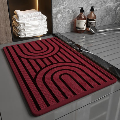 Super Absorbent Non-Slip Bath Mat - Quick Dry Linen Bathroom Floor Rug