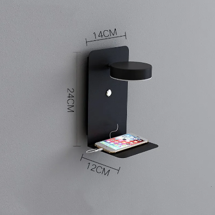 Nordic Wall Bedside Lamp with USB–Adjustable LED Wall Light, Rotatable Head Night Light (Black & White)
