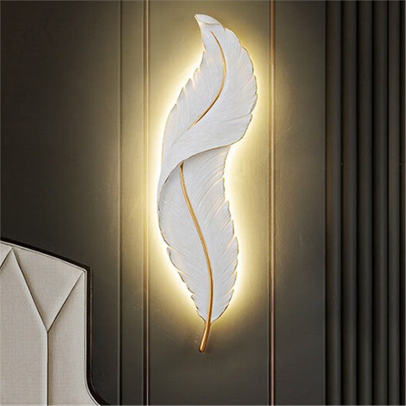 Nordic Stylish Feather LED Wall Light–Modern 3-Colour Dimmable Decorative Wall Lamp