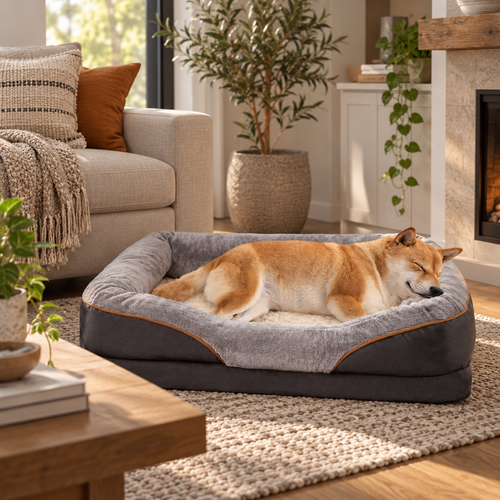 Orthopedic Memory Foam Dog Bed - Supportive Pet Bed with Removable Washable Cover