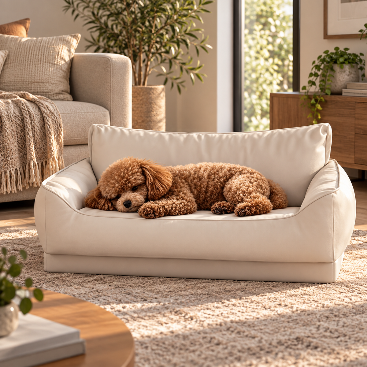 Waterproof Leather Dog Sofa Bed - Removable Easy-Clean Pet Bed for Dogs & Cats