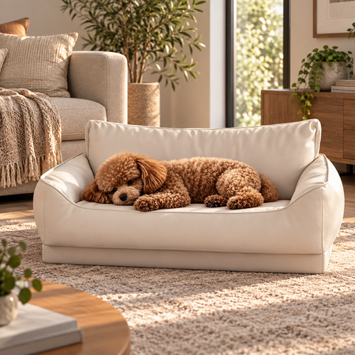 Waterproof Leather Dog Sofa Bed - Removable Easy-Clean Pet Bed for Dogs & Cats