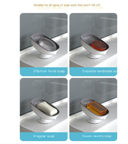 Suction Cup Soap Dish Bathroom Holder-No Drill Wall Mounted Soap Tray-Non-Slip Shower Soap Storage Rack