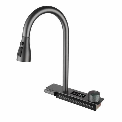 Pull-Out Waterfall Kitchen Mixer Tap–Modern Stainless Steel Sink Faucet