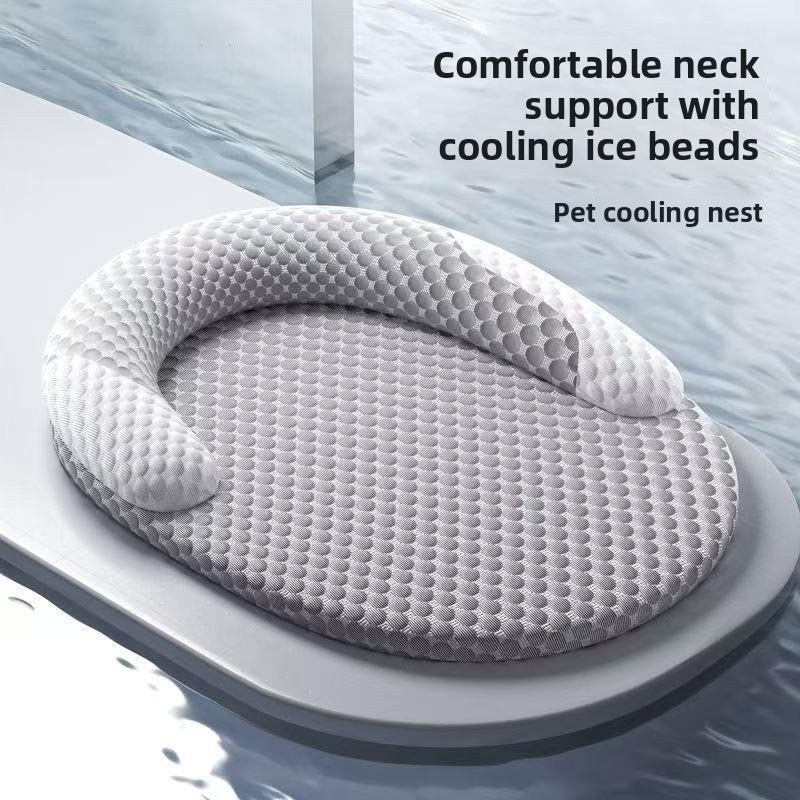 Cooling Pet Bed With Removable Ice Mat–Breathable Summer Bed For Dogs & Cats