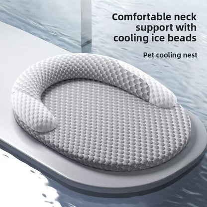 Cooling Pet Bed With Removable Ice Mat–Breathable Summer Bed For Dogs & Cats