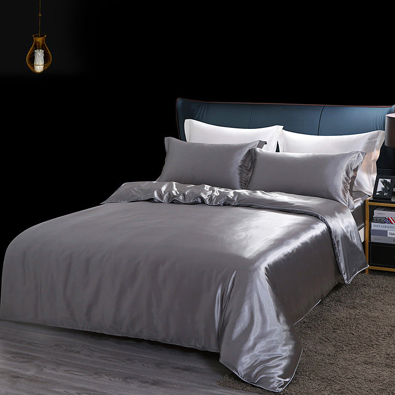 Luxury Mulberry Silk Bedding Set – Cooling Satin Quilt Cover Set