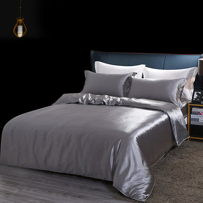 Luxury Mulberry Silk Bedding Set – Cooling Satin Quilt Cover Set