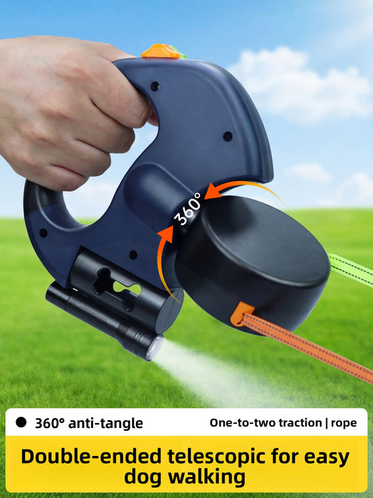 Dual Retractable Dog Leash–Tangle-Free Automatic Lead For Walking Two Dogs