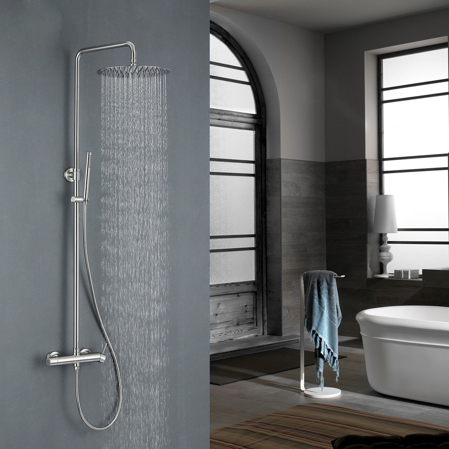 Luxury Thermostatic Shower System – 304 Stainless Steel Rainfall Shower Set