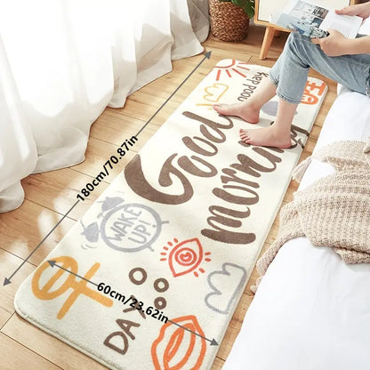 Imitation Cashmere Carpet–Soft Bedroom & Living Room Rug, Modern Geometric Bedside Floor Mat