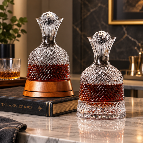 Rotating Crystal Wine Decanter - 1000ml+ Gyroscopic Wine Aerator with Luxury Base