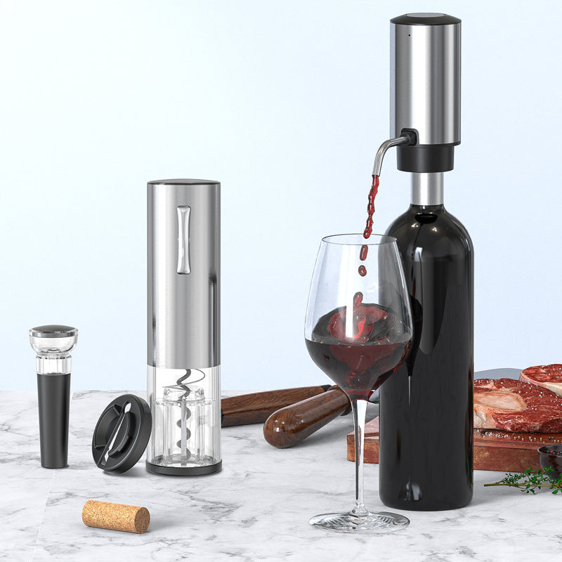 Fully Automatic Electric Wine Opener Set | Rechargeable Battery, Aerator Pourer & Vacuum Stopper