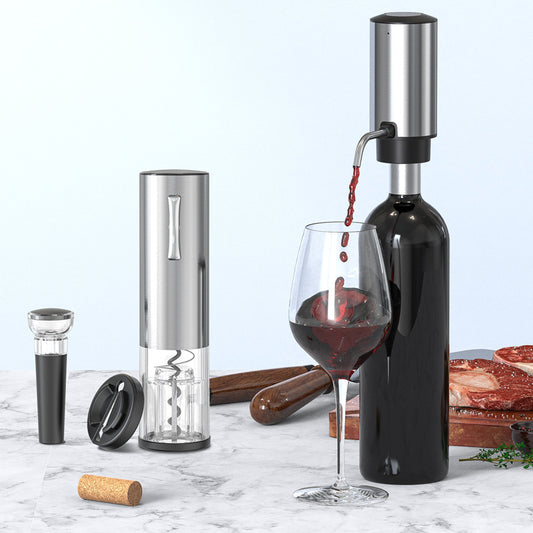 Fully Automatic Electric Wine Opener Set | Rechargeable Battery, Aerator Pourer & Vacuum Stopper