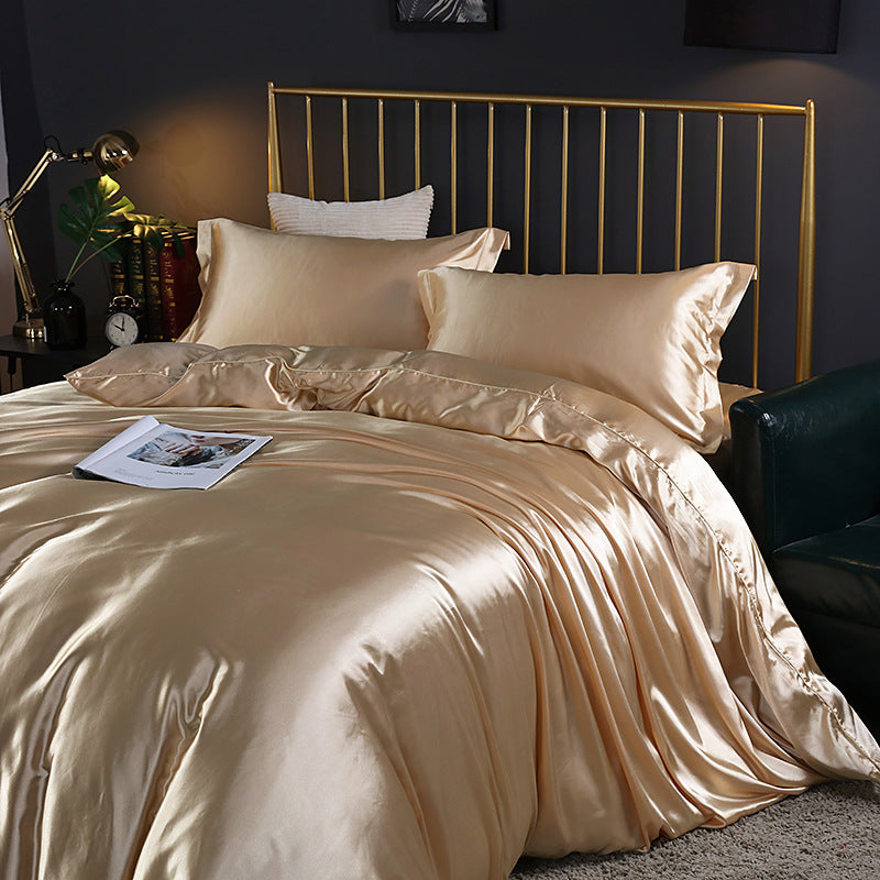 Luxury Mulberry Silk Bedding Set – Cooling Satin Quilt Cover Set