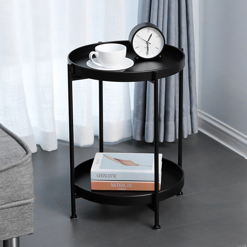 Nordic Metal Side Table–Modern Bedside Table, Living Room Accent Table & Small Storage Table