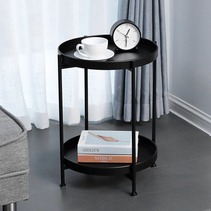 Nordic Metal Side Table–Modern Bedside Table, Living Room Accent Table & Small Storage Table