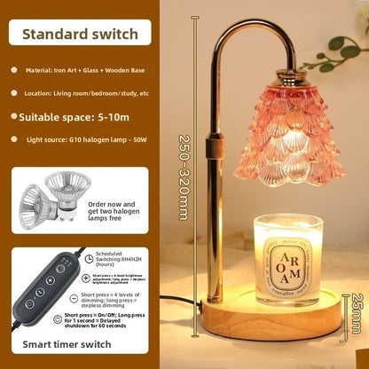 Candle Warmer Lamp - Adjustable Height Wax Melting Lamp with Timer & Glass Shade