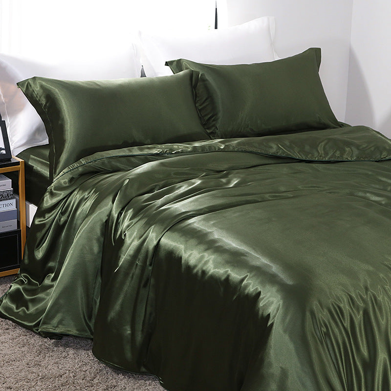Luxury Mulberry Silk Bedding Set – Cooling Satin Quilt Cover Set