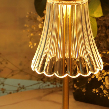 Rechargeable Crystal LED Table Lamp - Touch Control Cordless Bedside Night Light