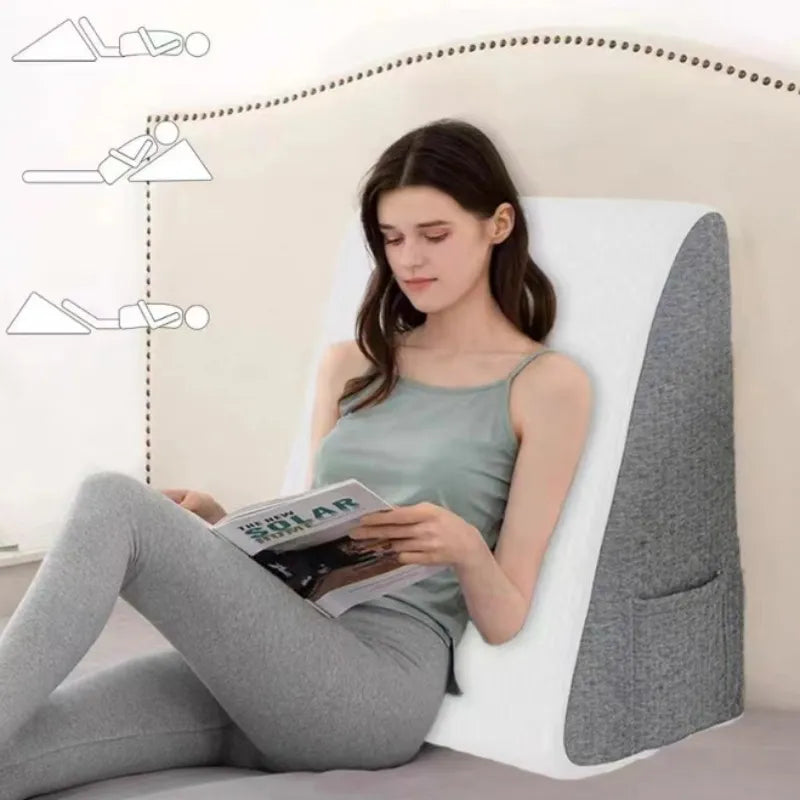 Triangle Support Pillow–Ergonomic Bed Backrest Cushion, Sponge Bed Wedge Pillow for Reading & Relaxing