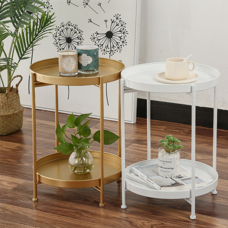 Nordic Metal Side Table–Modern Bedside Table, Living Room Accent Table & Small Storage Table