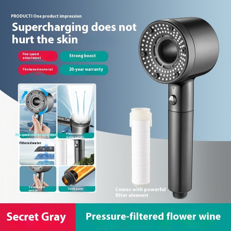 High Pressure Shower Head with Filter-Handheld Spray Shower with One-Click Stop-Water Saving Boost Shower Head with 12 Replacement Filters