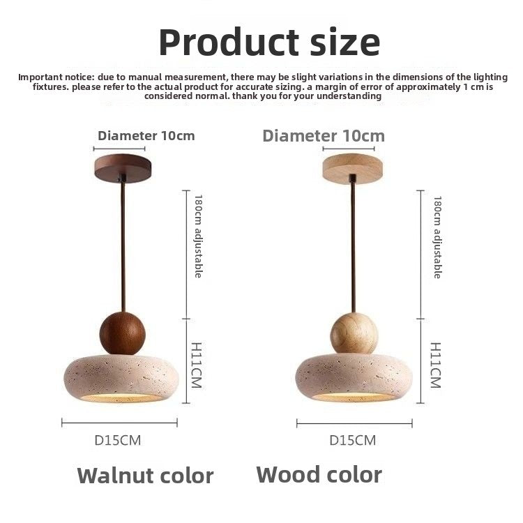 Japanese Travertine Hanging Pendant Light – Wabi-Sabi Stone LED Chandelier