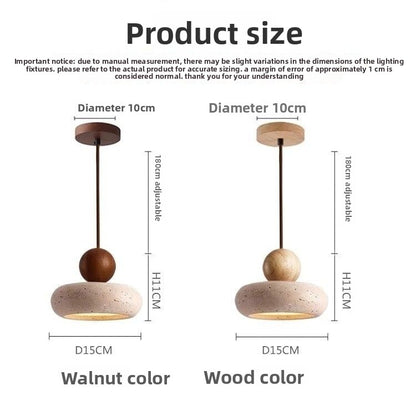 Japanese Travertine Hanging Pendant Light – Wabi-Sabi Stone LED Chandelier