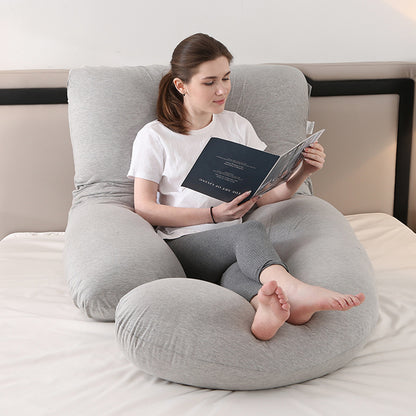 Cooling J-Shaped Pregnancy Pillow–Full Body Maternity Support Pillow With Detachable Arm Cushion