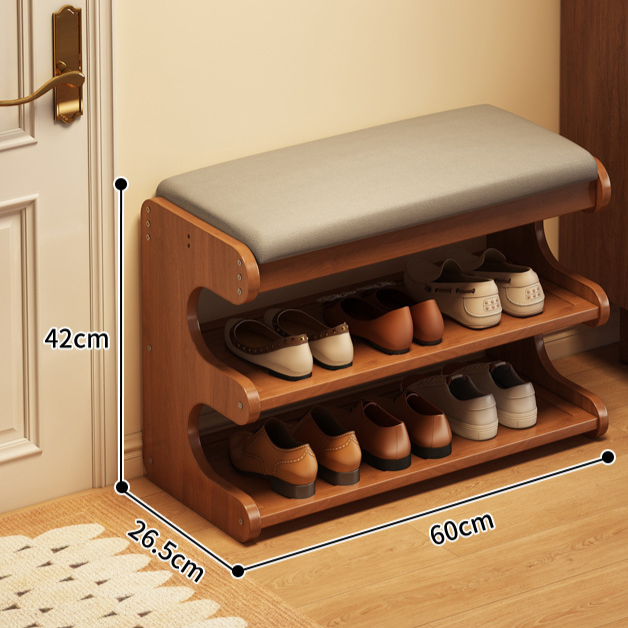 Bamboo Shoe Storage Bench with Seat - Flip-Top Entryway Shoe Organiser