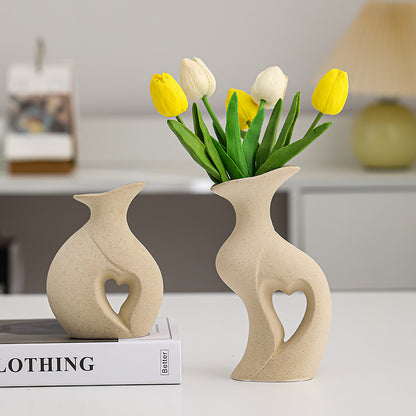 Ceramic Double Vase Set–Modern Nordic Decorative Flower Vases for Living Room & Table Décor