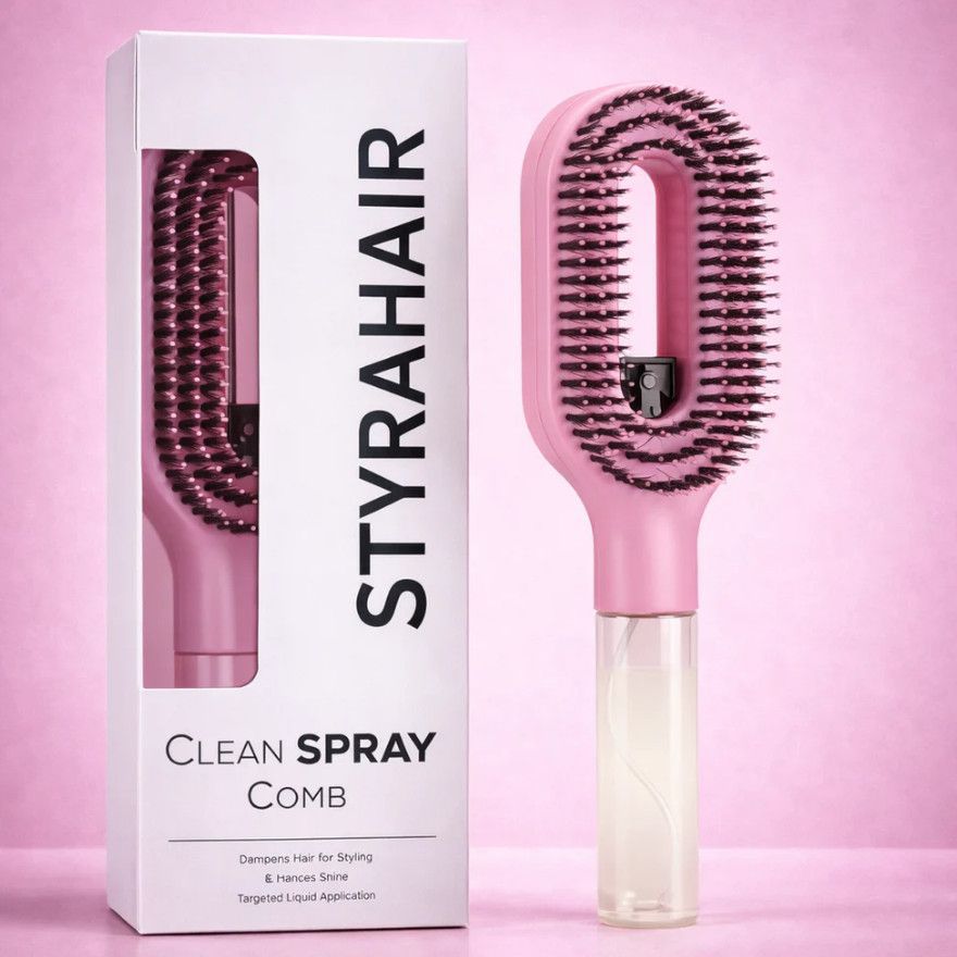 Spray Detangling Hair Brush - One-Touch Water Mist Comb for Frizz Control & Everyday Hair Styling