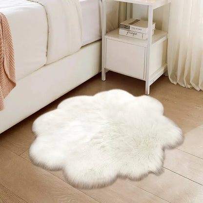Floral Faux Fur Rug–Plush Non-Slip Bedroom Carpet for Living Room & Home Décor