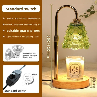 Candle Warmer Lamp - Adjustable Height Wax Melting Lamp with Timer & Glass Shade