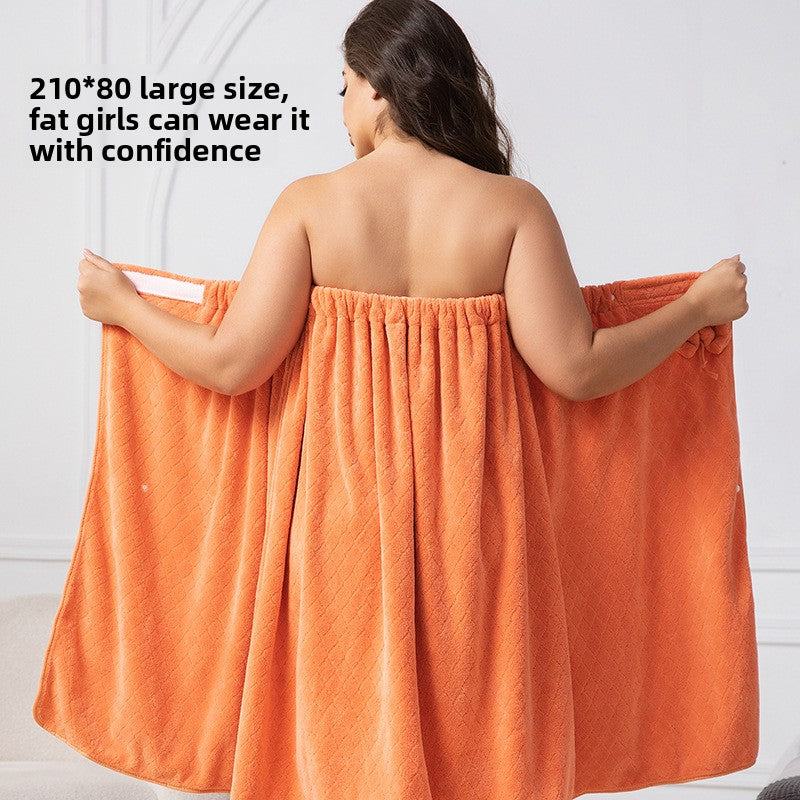 Women's Coral Fleece Bath Wrap Set – Quick-Dry Towel Wrap & Hair Towel For Plus Size