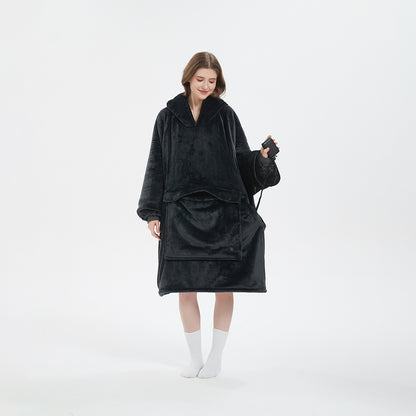 USB Heated Hooded Blanket - Oversized Double-Layer Flannel Wearable Blanket for Winter & Cosy Lounging