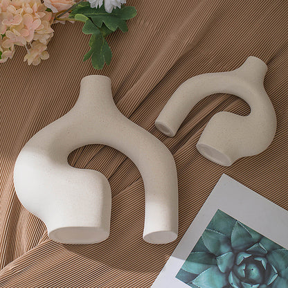 Nordic Ceramic Vase–Minimalist Matte White Flower Vase, Modern Home Decor for Living Room & Table