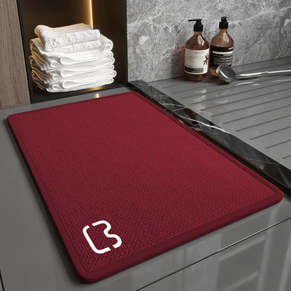 Super Absorbent Non-Slip Bath Mat - Quick Dry Linen Bathroom Floor Rug