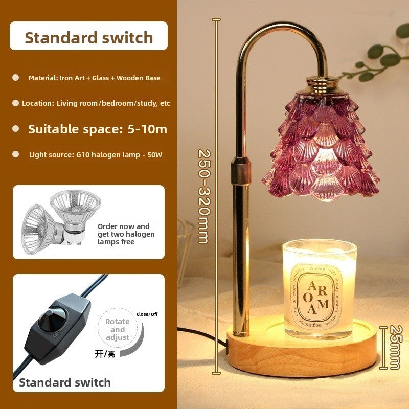 Candle Warmer Lamp - Adjustable Height Wax Melting Lamp with Timer & Glass Shade